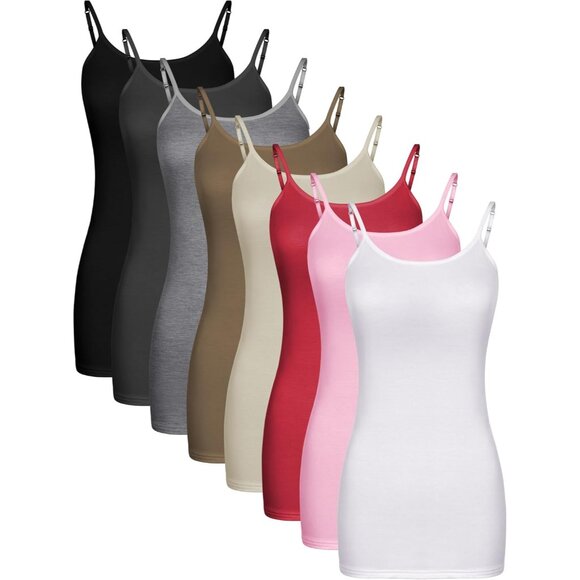 Tops - 8 Pack Long Women's Tank Tops Modal Spandex Adjustable Straps Plus Size